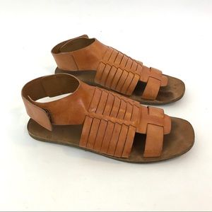 Vince Tan Calista Leather Flat Sandal 38 7.5